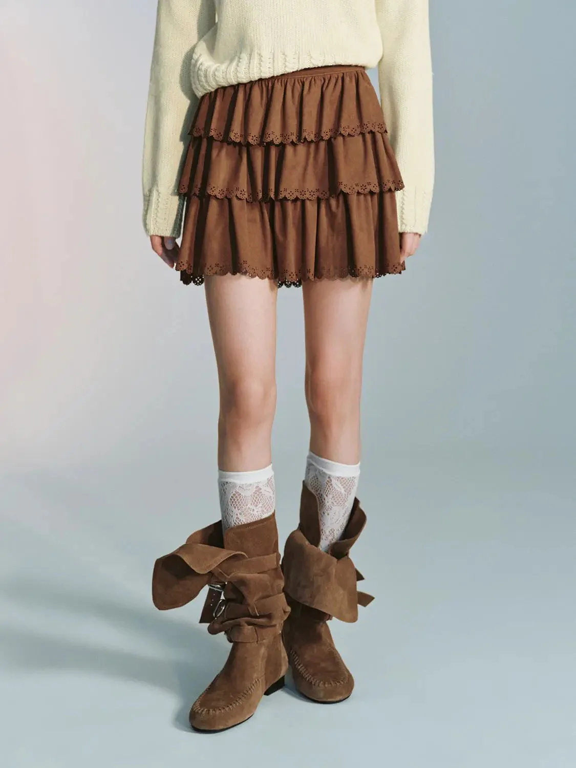 8379-lace-hem-tiered-a-line-mini-skirts-1.webp Lace Hem Tiered A-Line Mini Skirts