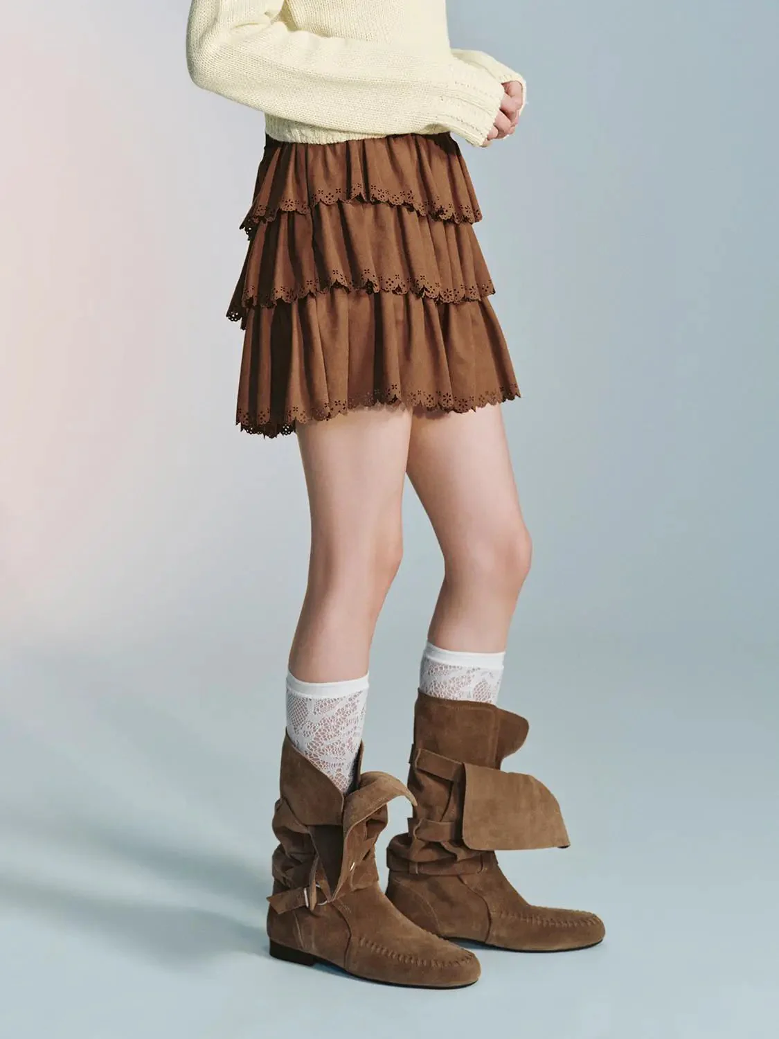 8379-lace-hem-tiered-a-line-mini-skirts-3.webp Lace Hem Tiered A-Line Mini Skirts