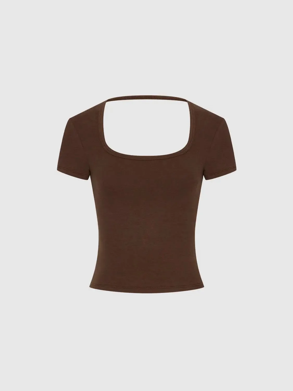 8417-brown-cotton-viscose-elastane-scoop-neck-t-shirts-7.webp Brown Cotton Viscose Elastane Scoop Neck T-Shirts