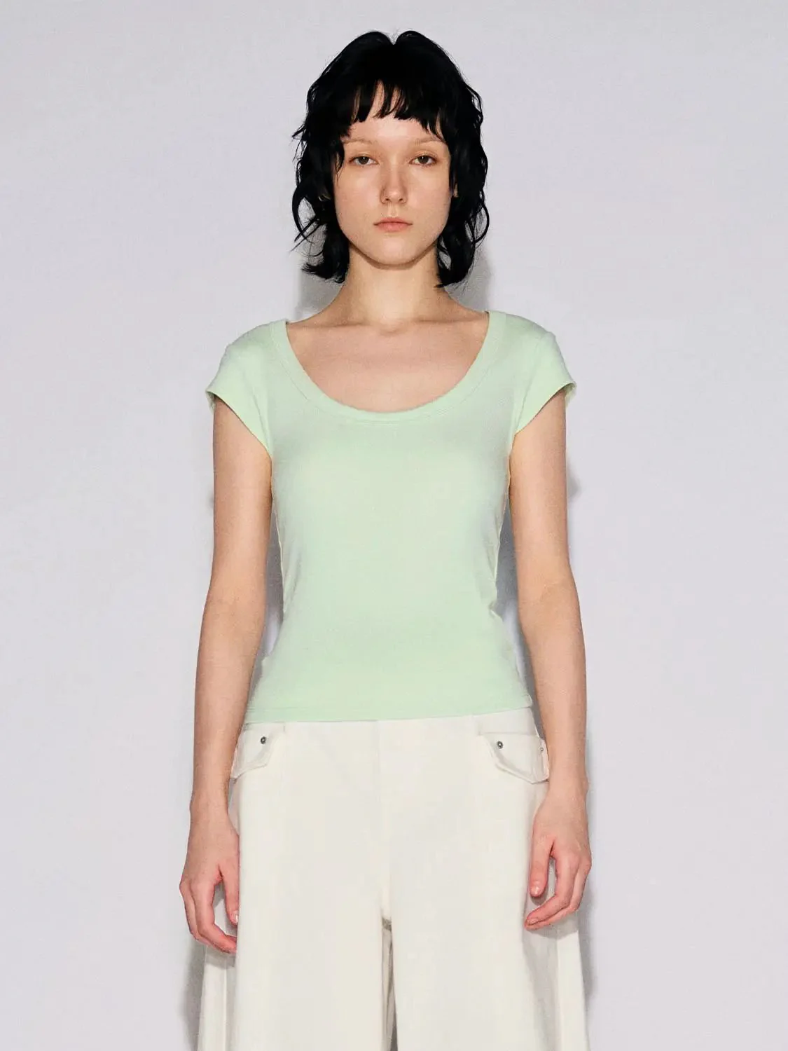8459-mint-green-viscose-cotton-blend-scoop-neck-t-shirts-25.webp Mint Green Viscose Cotton Blend Scoop Neck T-Shirts