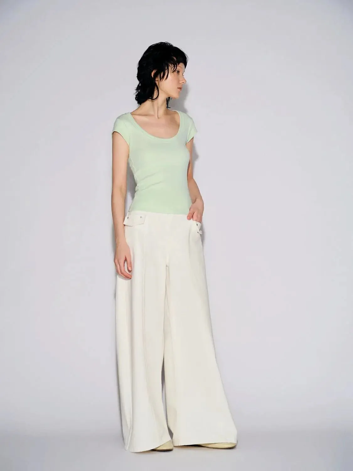 8459-mint-green-viscose-cotton-blend-scoop-neck-t-shirts-28.webp Mint Green Viscose Cotton Blend Scoop Neck T-Shirts