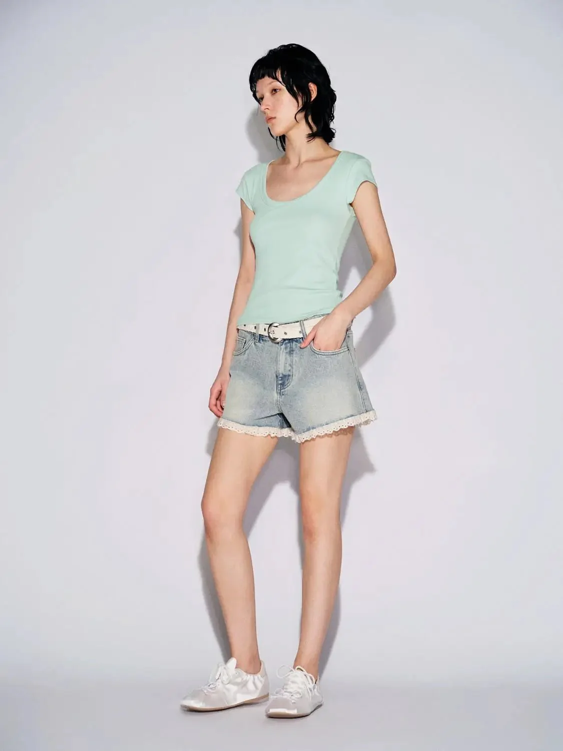 8459-mint-green-viscose-cotton-blend-scoop-neck-t-shirts-5.webp Mint Green Viscose Cotton Blend Scoop Neck T-Shirts
