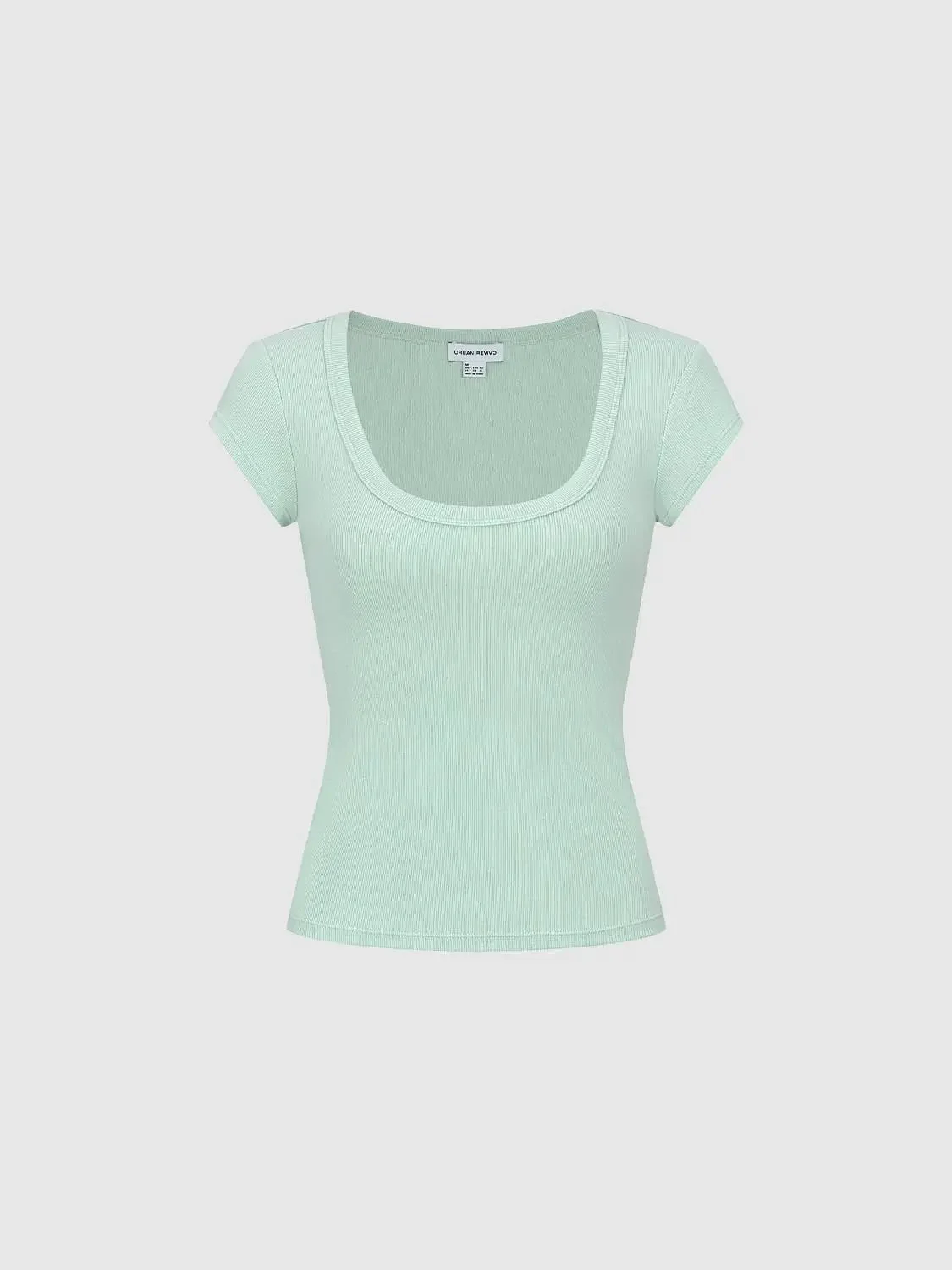 8459-mint-green-viscose-cotton-blend-scoop-neck-t-shirts-7.webp Mint Green Viscose Cotton Blend Scoop Neck T-Shirts
