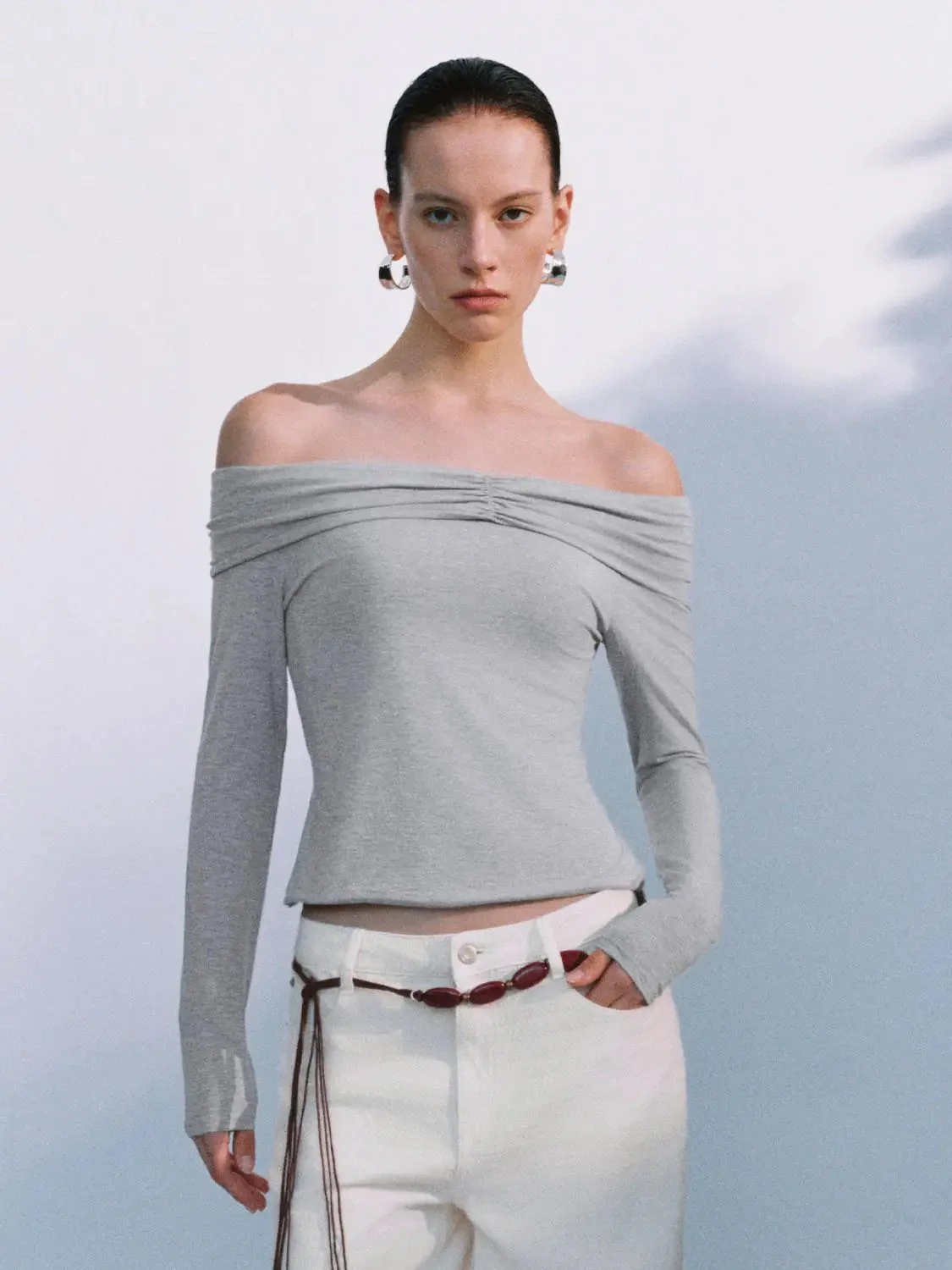 8476-modal-blend-off-shoulder-ruched-long-sleeve-top-8.webp Modal Blend Off Shoulder Ruched Long Sleeve Top