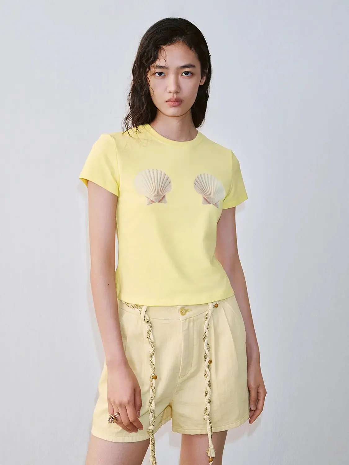 Shell Print Soft Breathable Casual Crew Neck T-Shirts