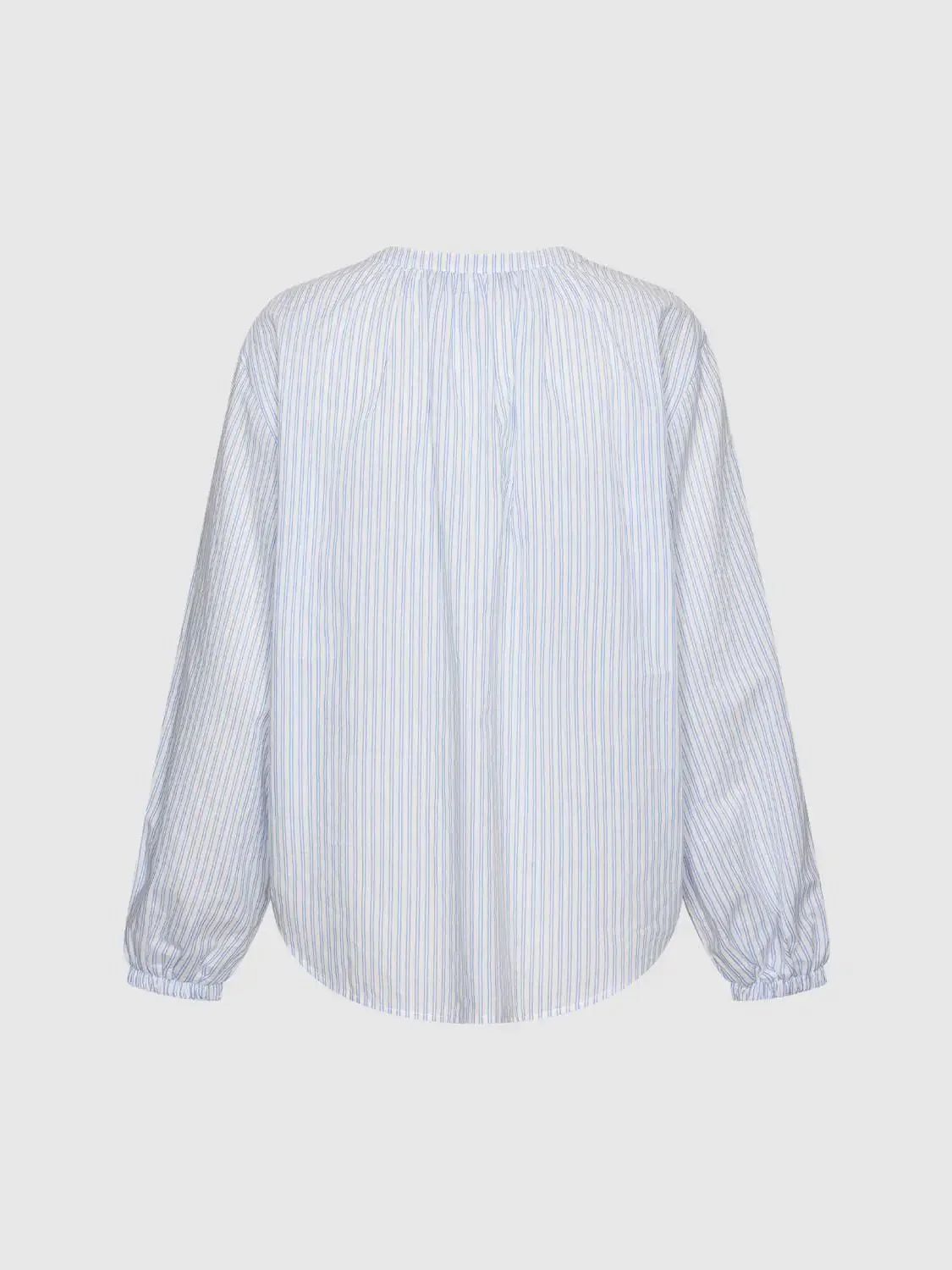 Striped Cotton Tie Neck Breathable Shirts
