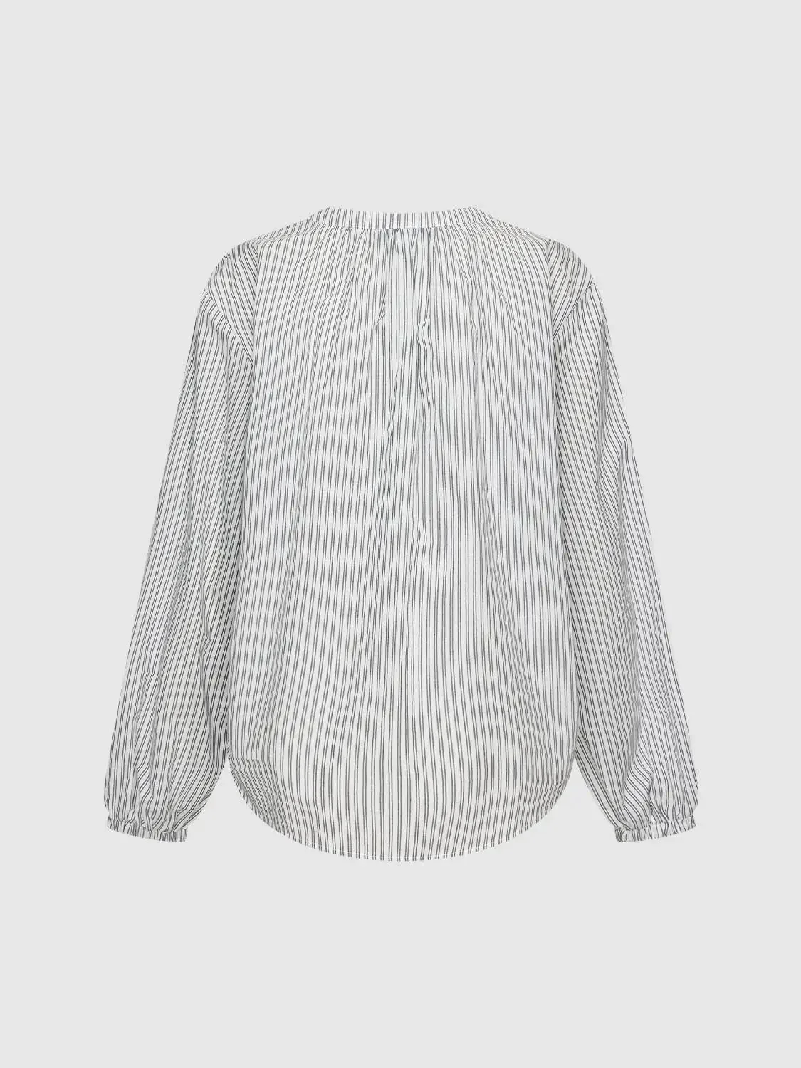 Striped Cotton Tie Neck Breathable Shirts