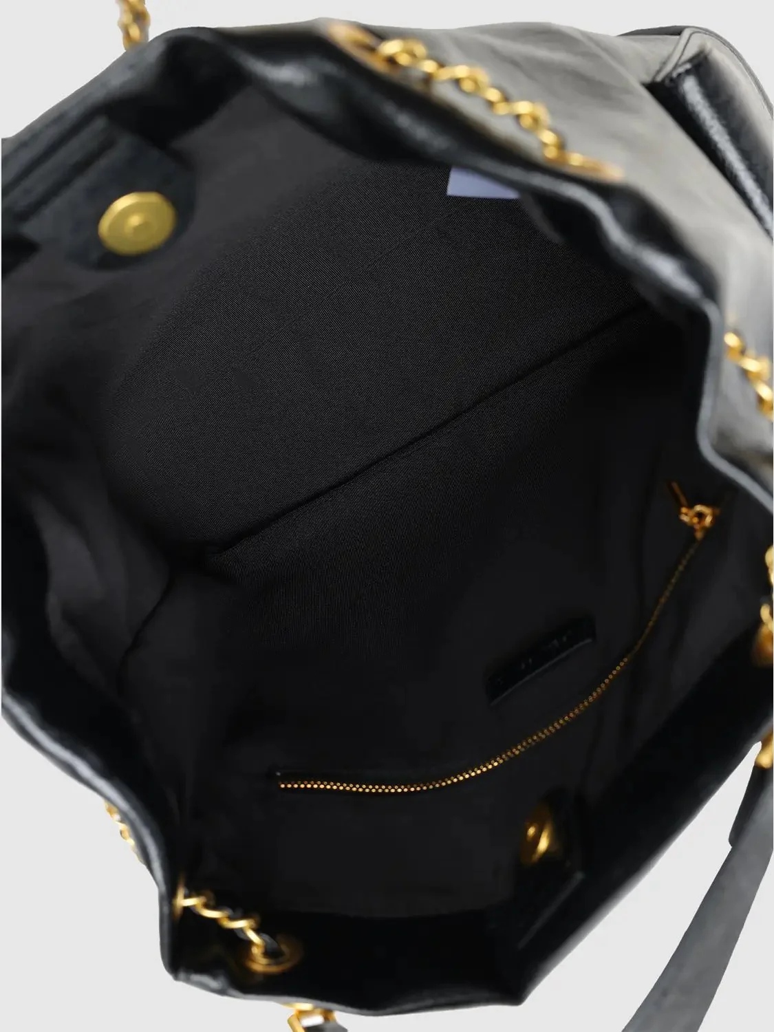 Faux Leather With Gold Chain Drawstring Bucket Bags