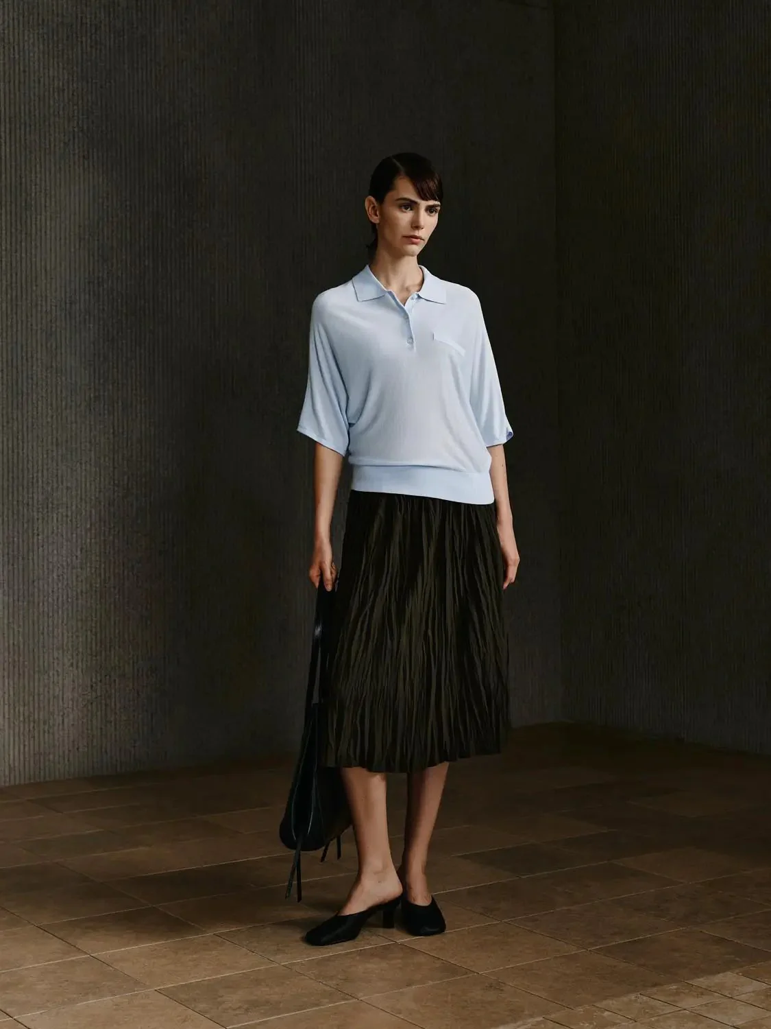 8705-lyocell-silk-blend-light-blue-polo-collar-tops-4.webp Lyocell Silk Blend Light Blue Polo Collar Tops