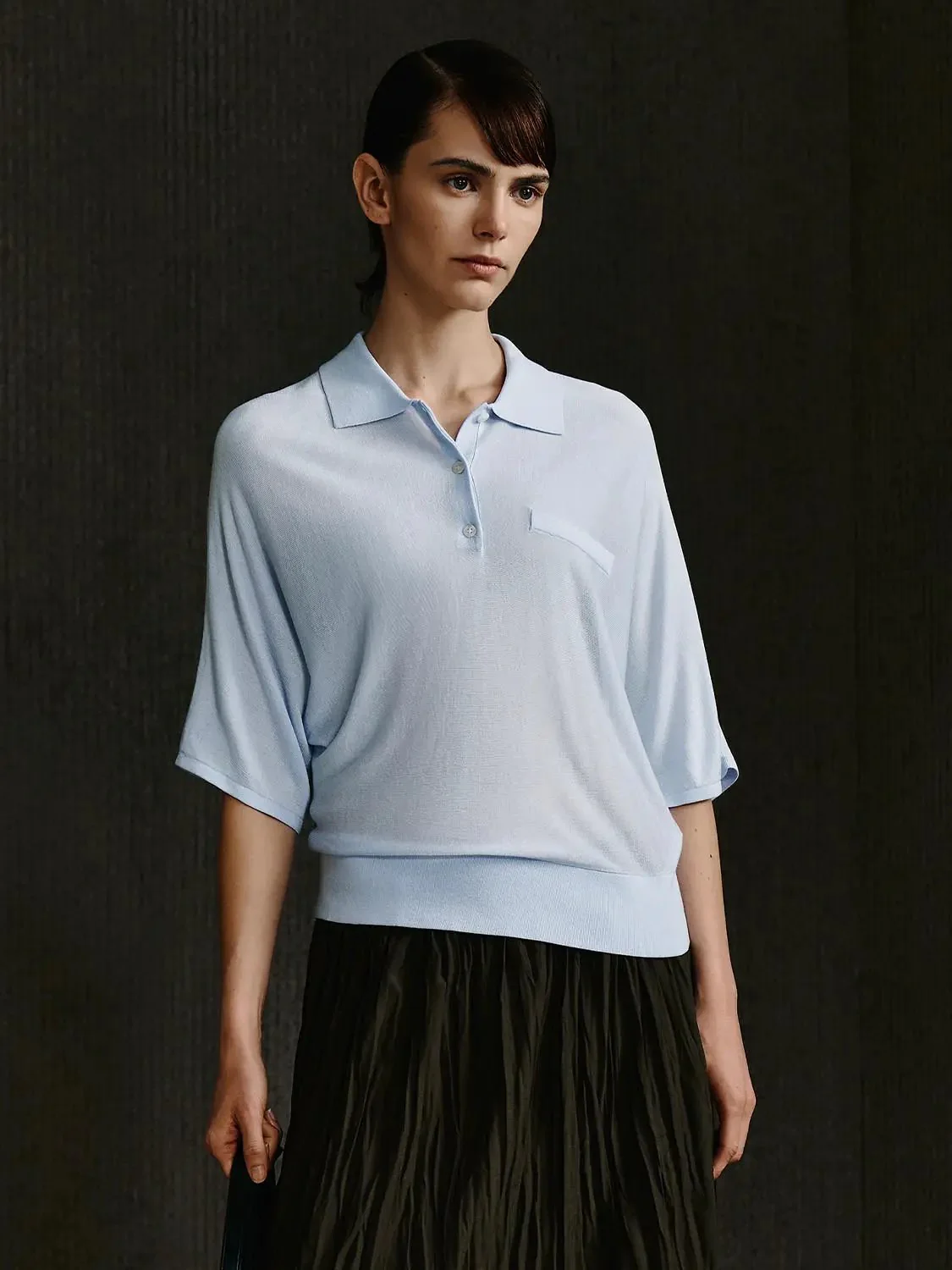 8705-lyocell-silk-blend-light-blue-polo-collar-tops-9.webp Lyocell Silk Blend Light Blue Polo Collar Tops