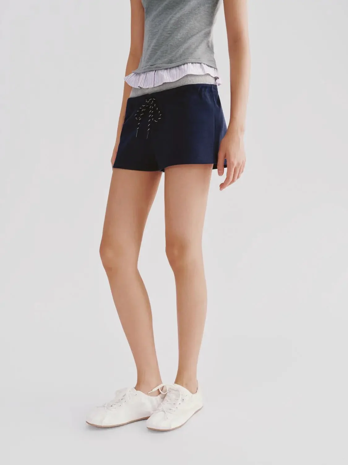 Cotton Polyester Blend Drawstring Pull On Shorts