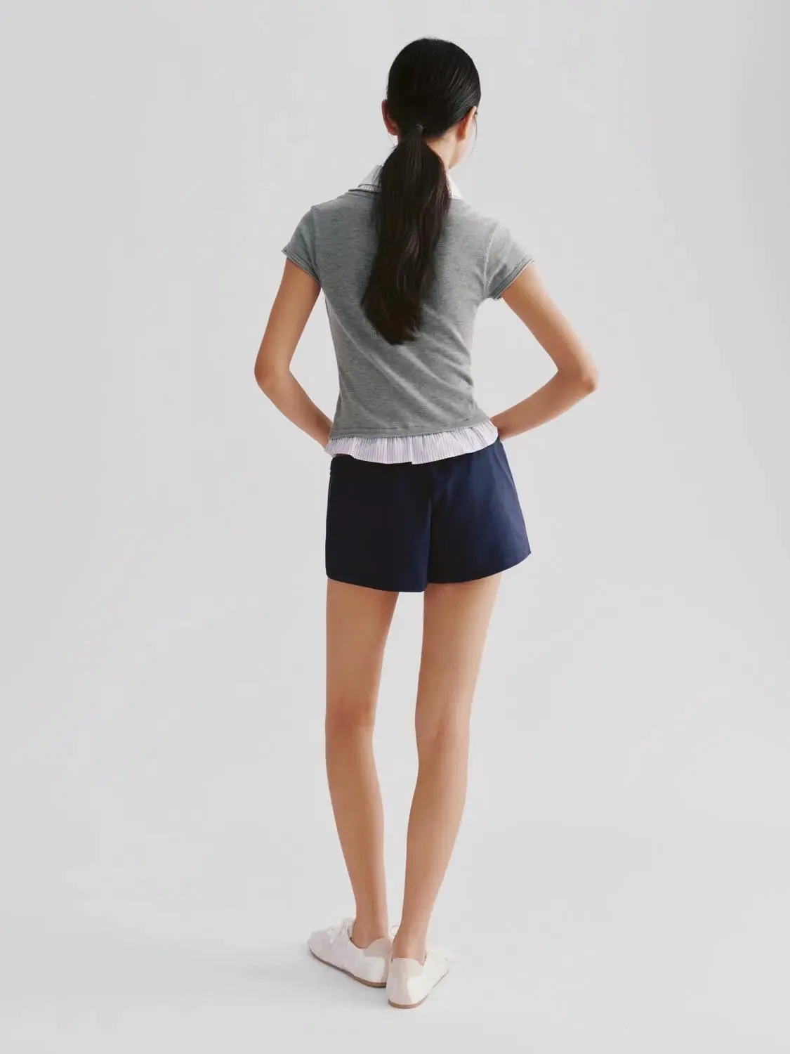 Cotton Polyester Blend Drawstring Pull On Shorts