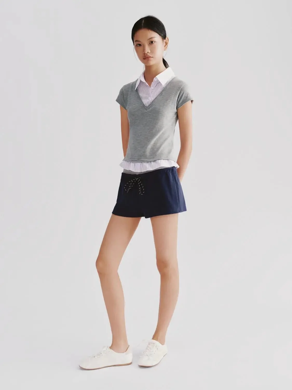 Cotton Polyester Blend Drawstring Pull On Shorts