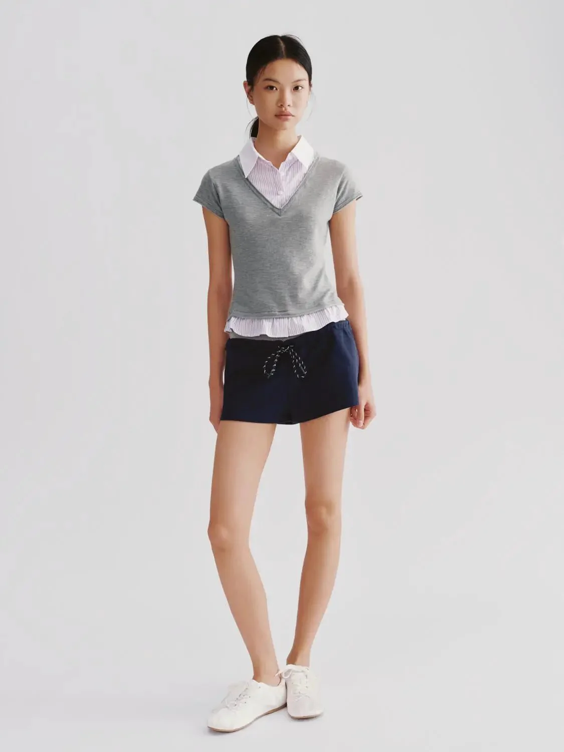 Cotton Polyester Blend Drawstring Pull On Shorts
