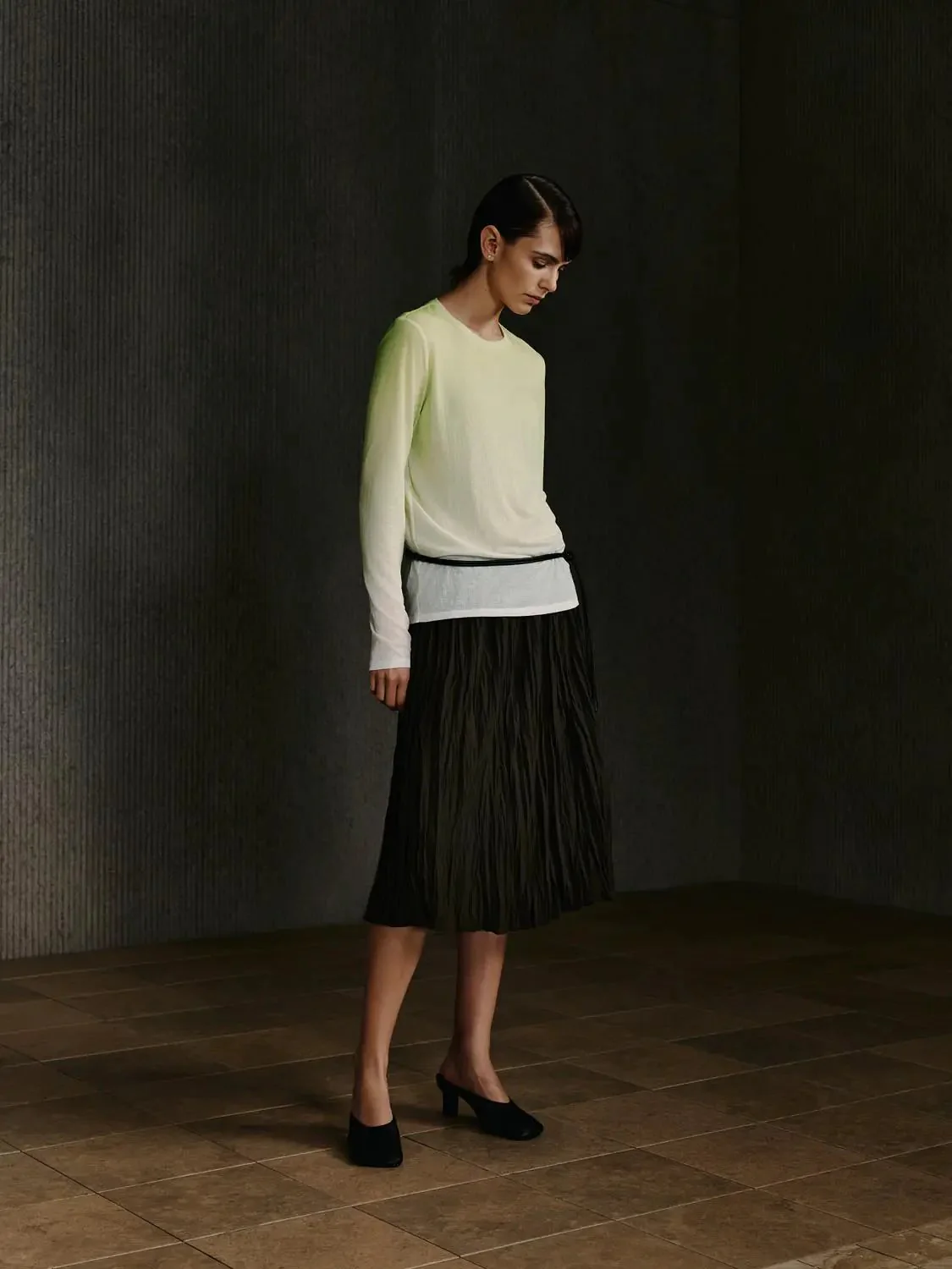Pleated Pull On Midi Skirts