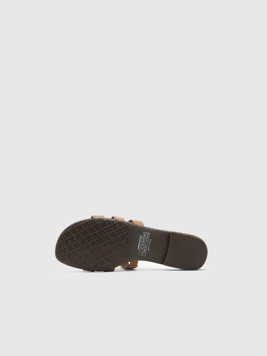 Tan Synthetic Leather Strappy Slide Sandals Slippers