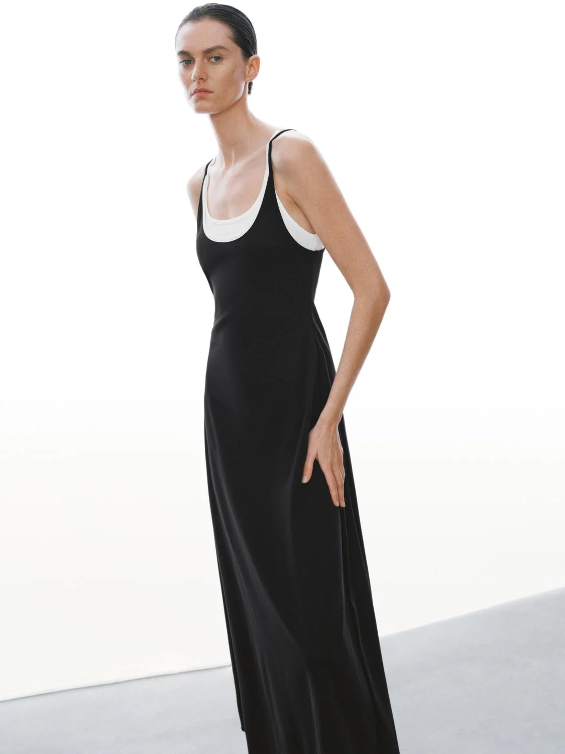 Cotton Blend Strappy A LineMidi Two In One Dresses