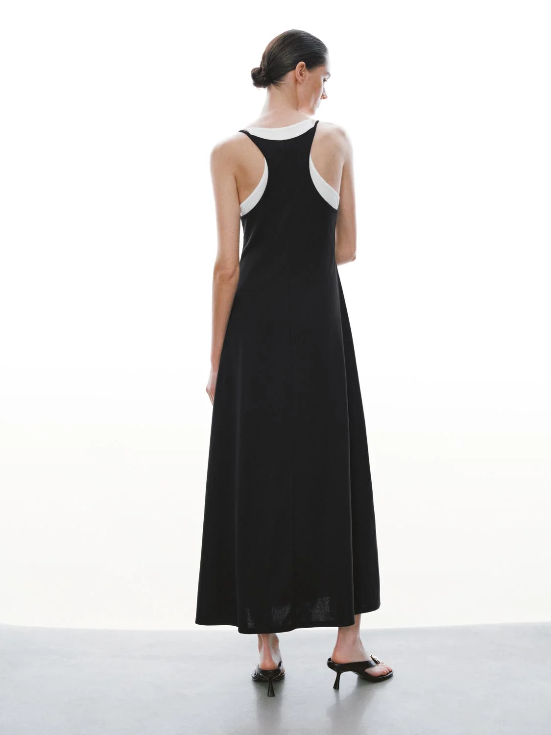 Cotton Blend Strappy A LineMidi Two In One Dresses