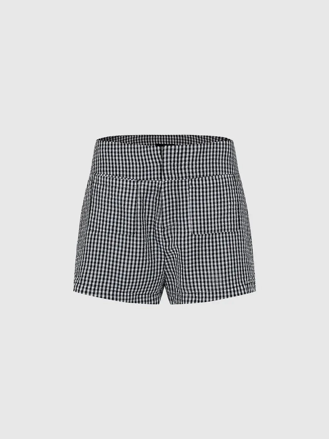 8816-gingham-check-polyester-smocked-waist-shorts-5.webp Gingham Check Polyester Smocked Waist Shorts