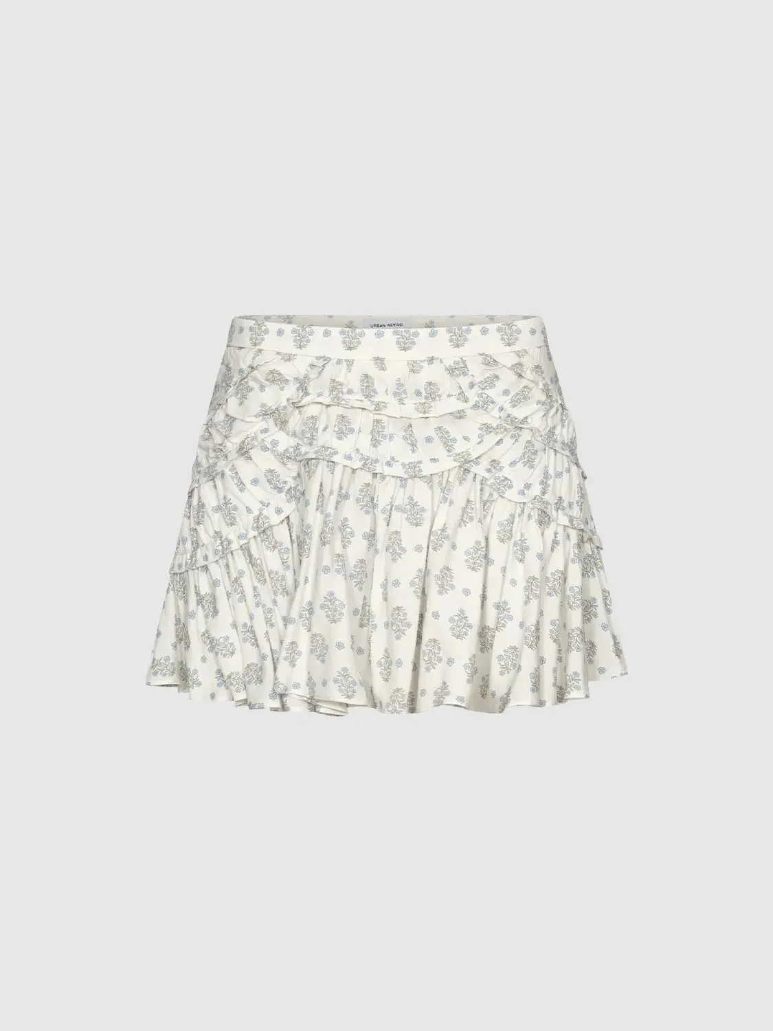 8847-floral-print-ruffled-layered-viscose-mini-skirts-1.webp Floral Print Ruffled Layered Viscose Mini Skirts