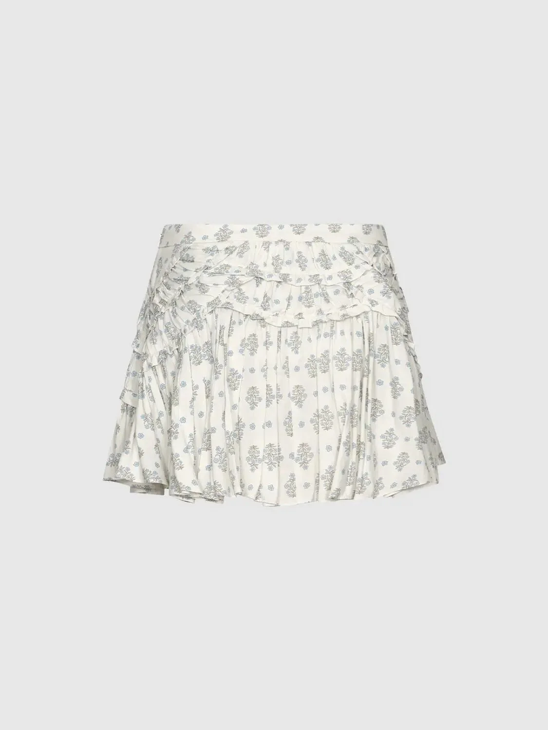 8847-floral-print-ruffled-layered-viscose-mini-skirts-2.webp Floral Print Ruffled Layered Viscose Mini Skirts