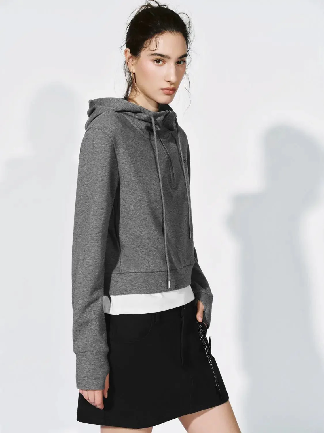 8920-cotton-blend-drawstring-hooded-half-zip-sweatshirt-2.webp Cotton Blend Drawstring Hooded Half Zip Sweatshirt