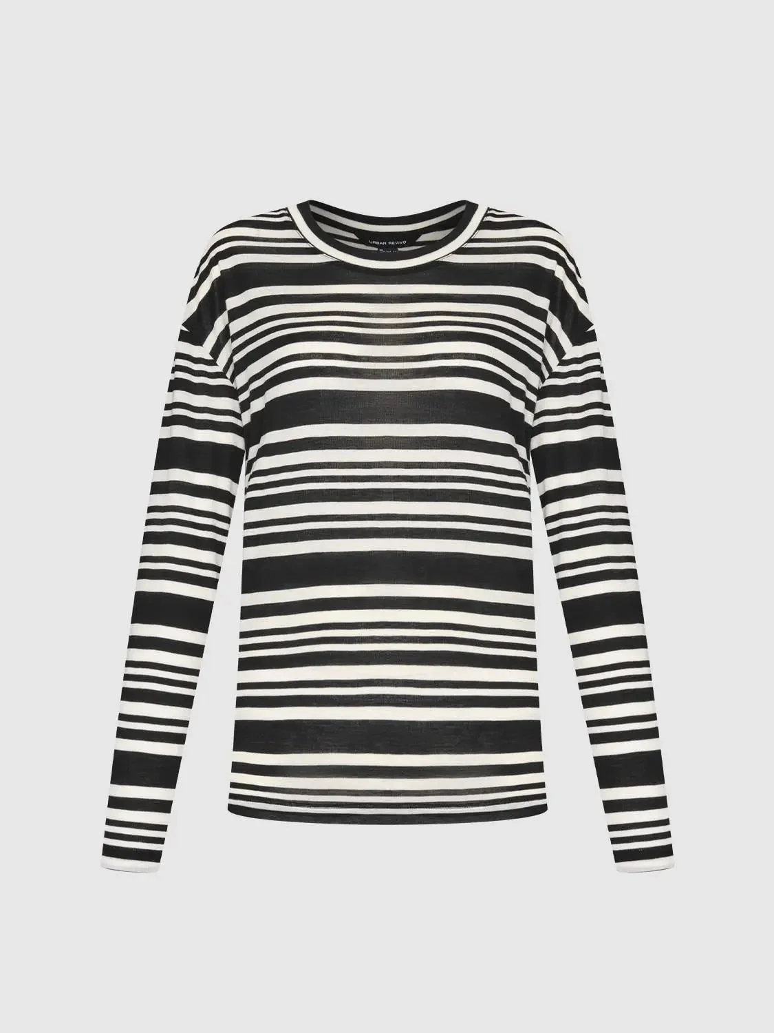 Stripe Lyocell Wool Knit Long Sleeve T Shirt