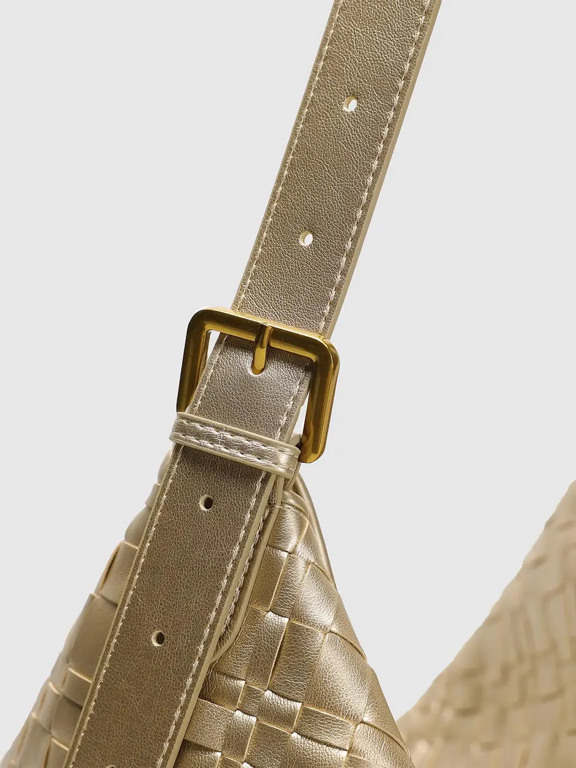 Metallic Woven Faux Leather Hobo Shoulder Bags