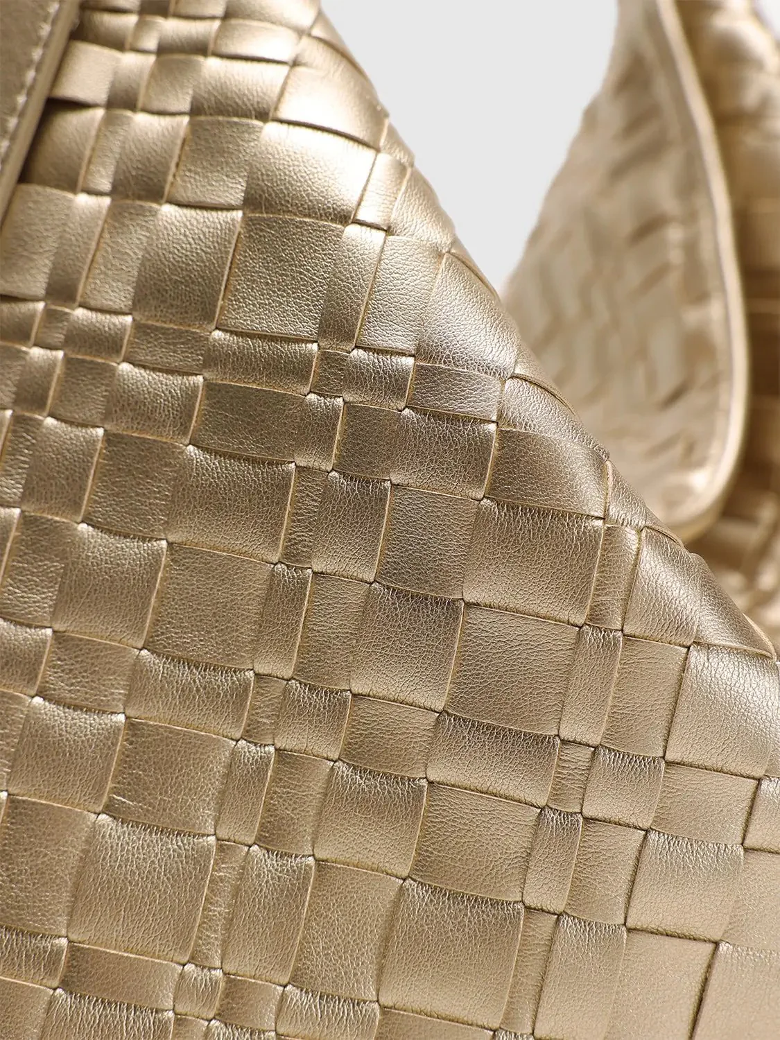 Metallic Woven Faux Leather Hobo Shoulder Bags