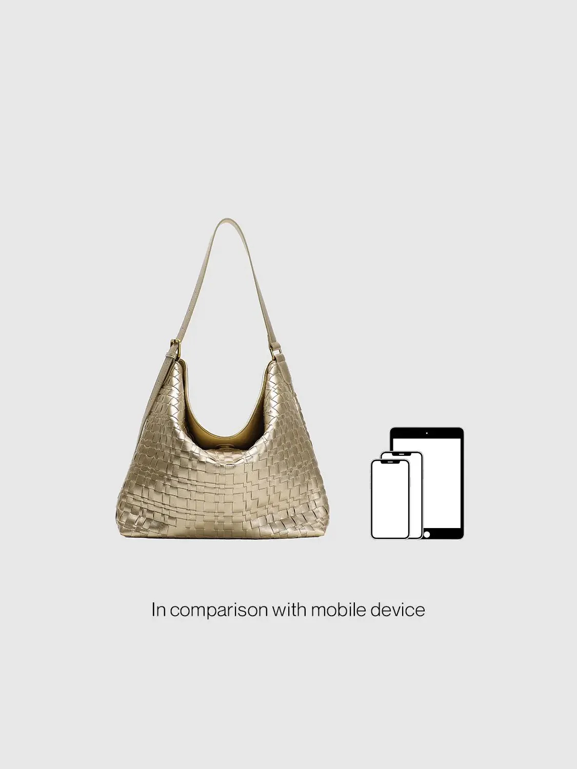 Metallic Woven Faux Leather Hobo Shoulder Bags