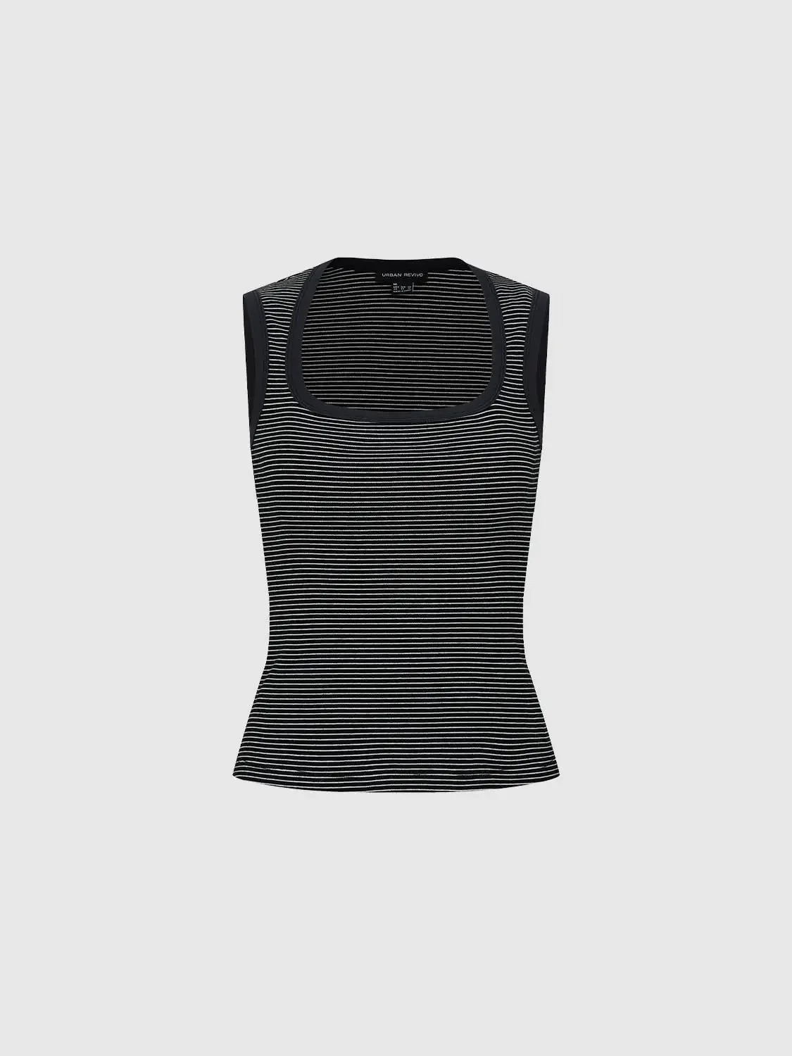 Scoop Neck Striped Cotton Tank Tops
