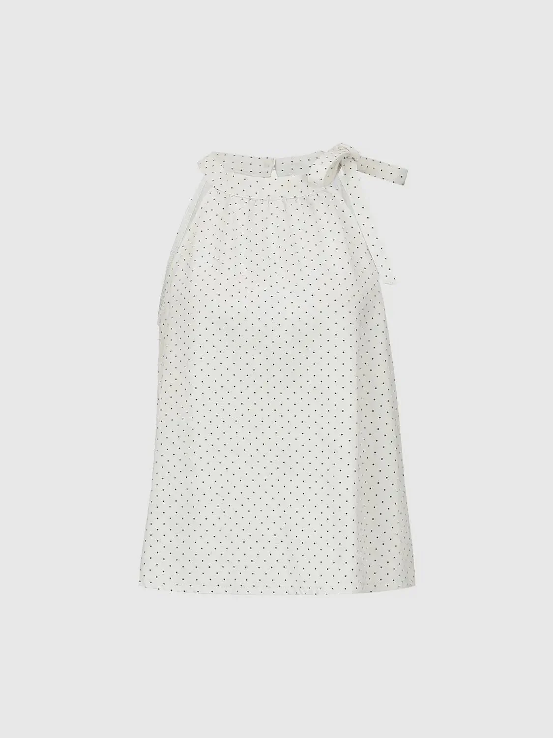 9213-polka-dot-cotton-sleeveless-tie-shoulder-denim-shirts-1.webp Polka Dot Cotton Sleeveless Tie Shoulder Denim Shirts