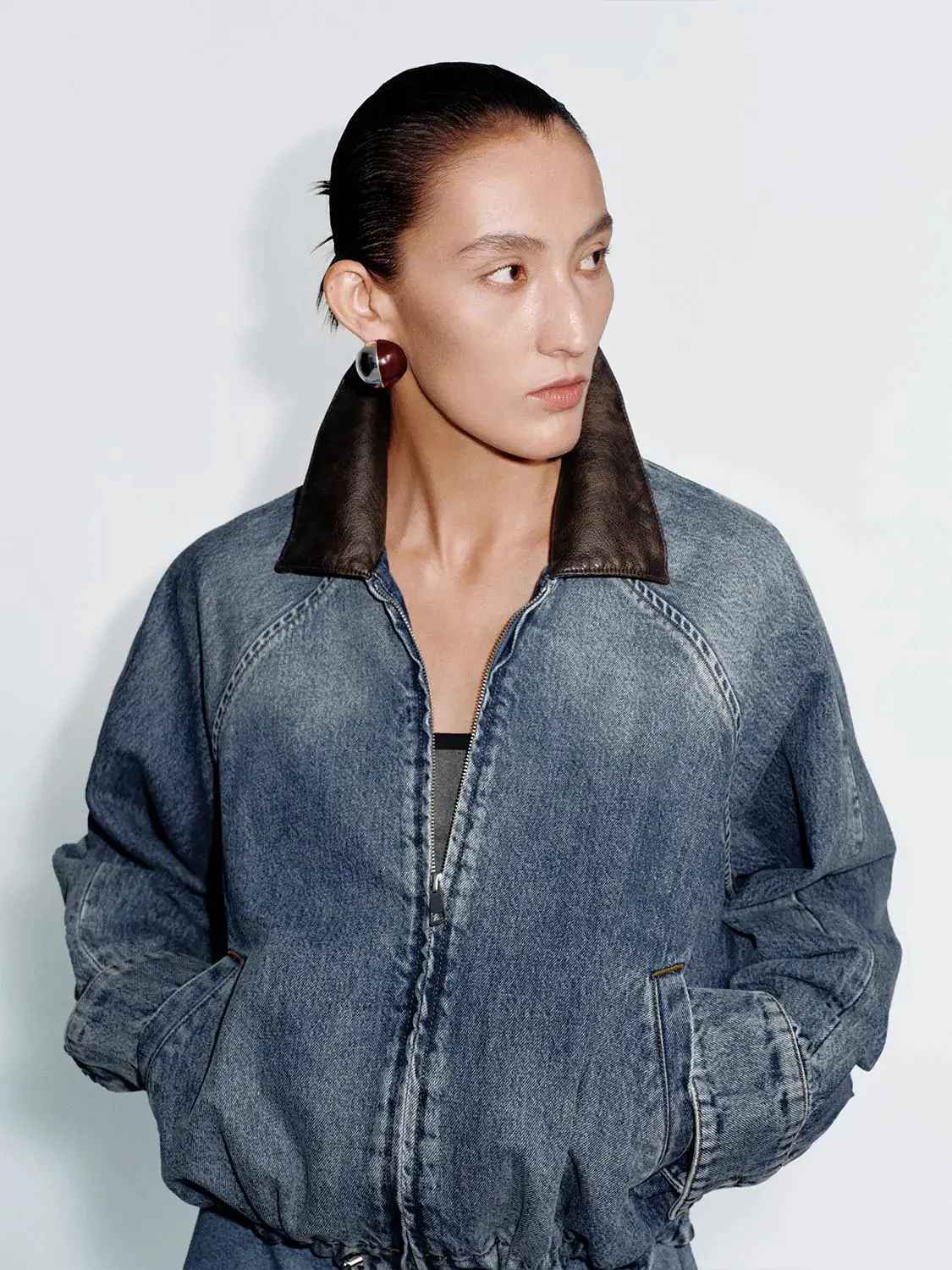 Contrast Denim Bomber Jackets