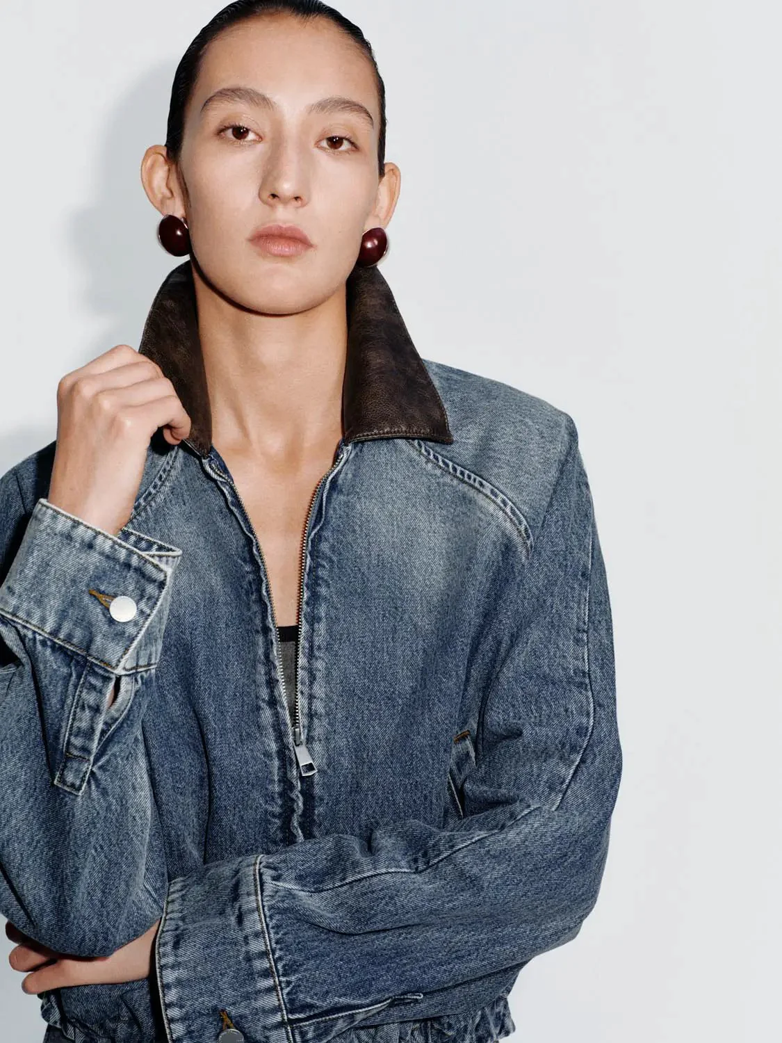 Contrast Denim Bomber Jackets