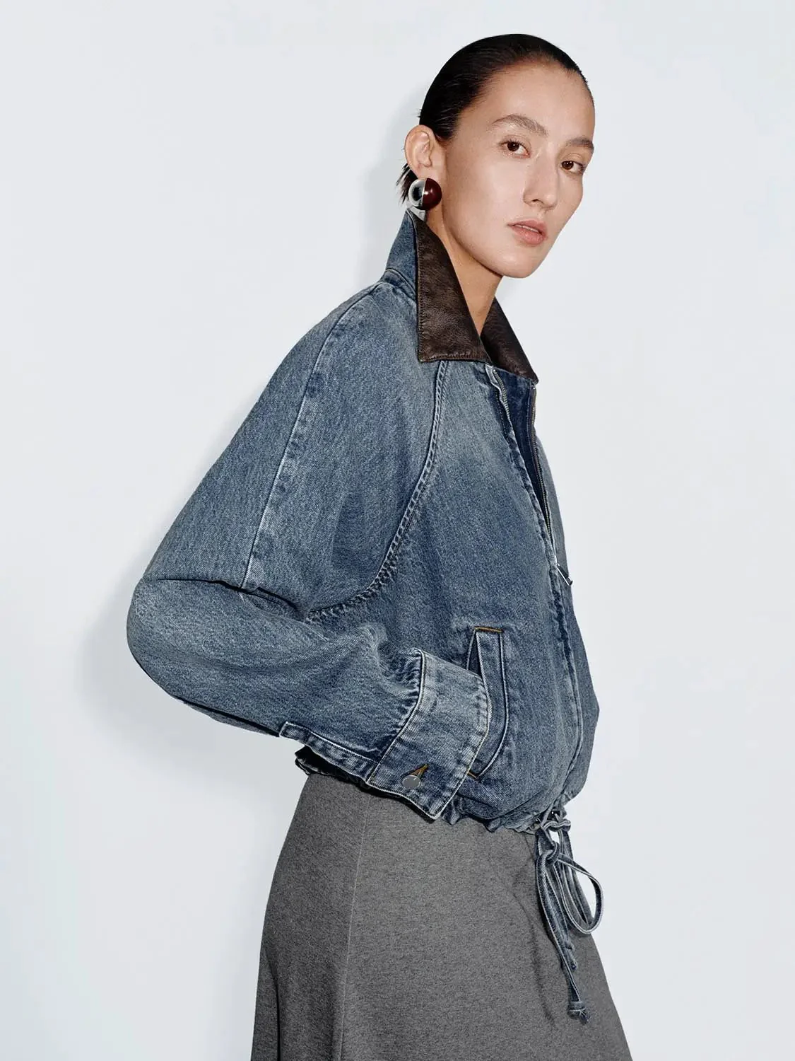 Contrast Denim Bomber Jackets