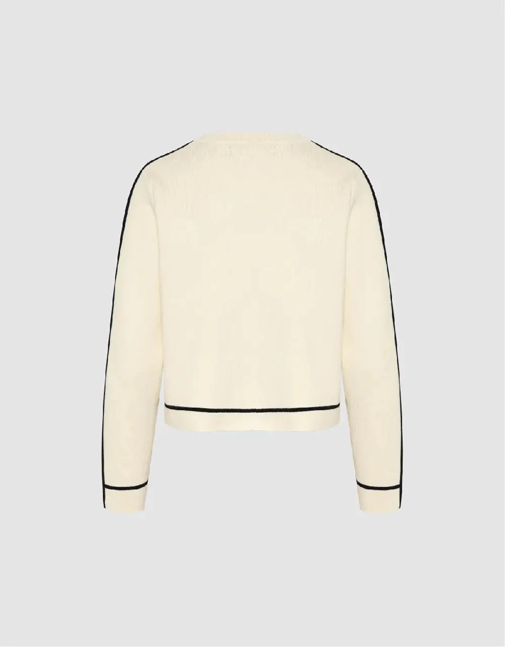 Crew Neck Knitted Cardigan With Fake Pockets