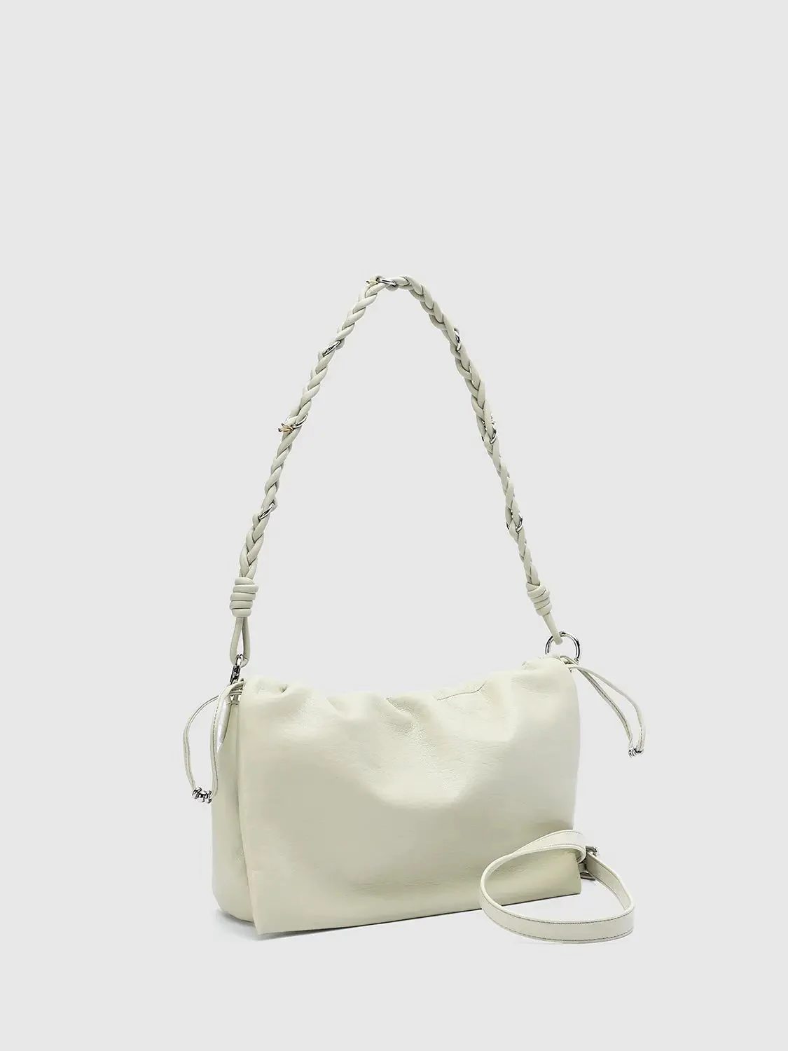 9292-cream-textured-shell-braided-strap-shoulder-bag-2.webp Cream Textured Shell Braided Strap Shoulder Bag