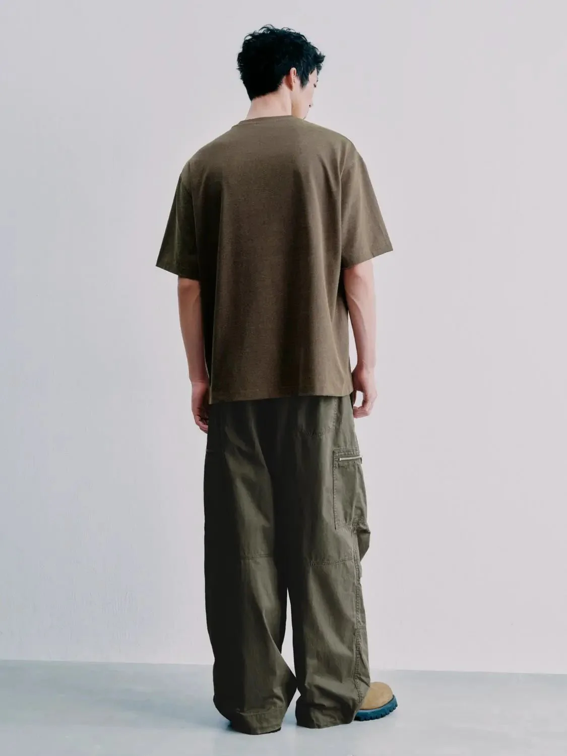 Cotton Cargo Rugged Utility Trousers Multiple Pockets Wide Leg Pants