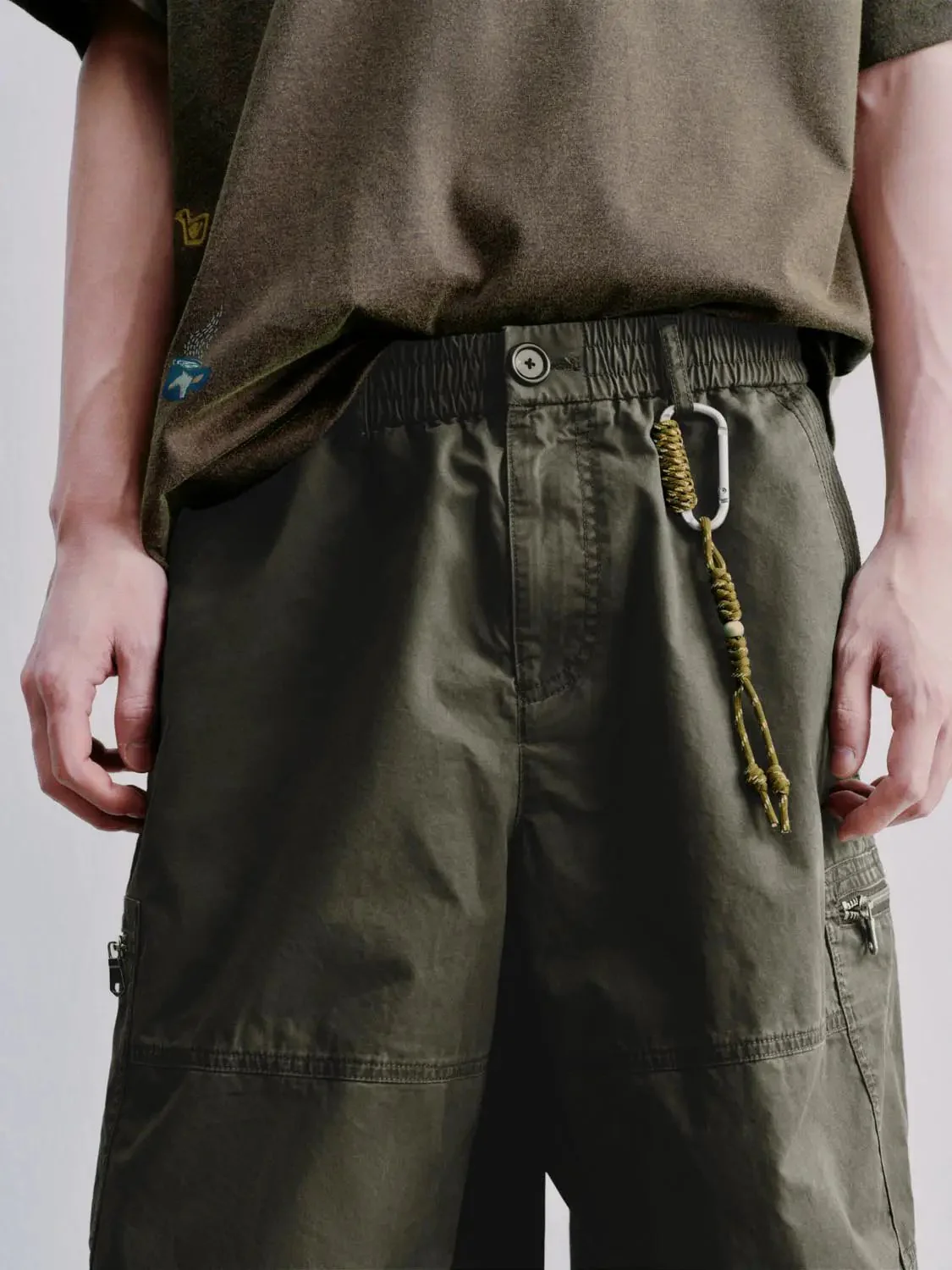 Cotton Cargo Rugged Utility Trousers Multiple Pockets Wide Leg Pants
