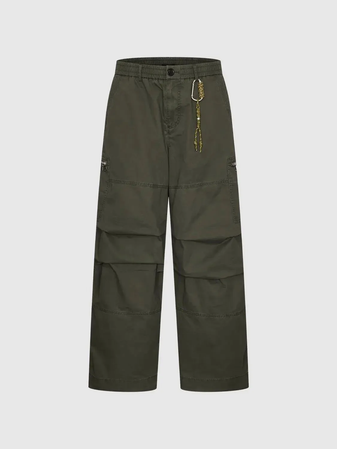 Cotton Cargo Rugged Utility Trousers Multiple Pockets Wide Leg Pants