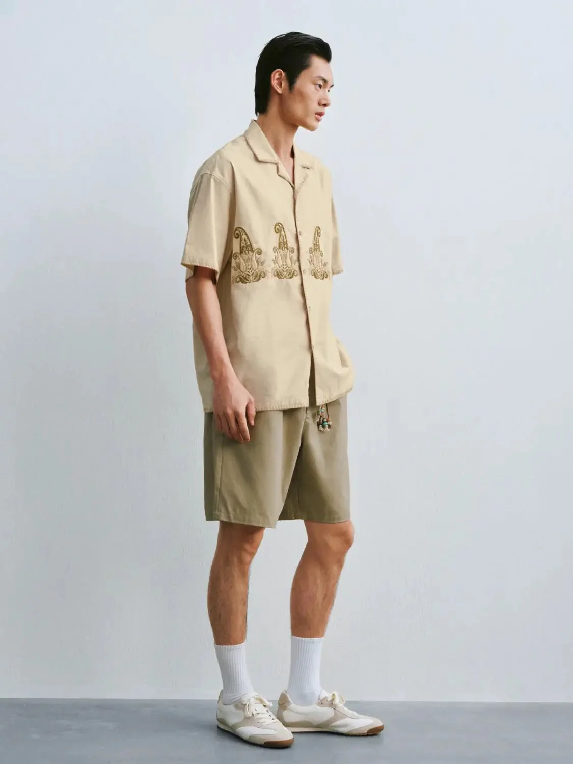 9327-linen-cotton-blend-with-intricate-gold-embroidery-short-sleeve-shirts-4.webp Linen Cotton Blend With Intricate Gold Embroidery Short Sleeve Shirts