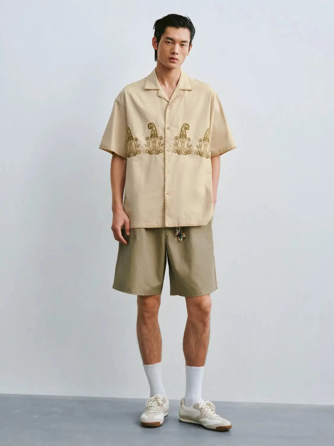 9327-linen-cotton-blend-with-intricate-gold-embroidery-short-sleeve-shirts-5.webp Linen Cotton Blend With Intricate Gold Embroidery Short Sleeve Shirts