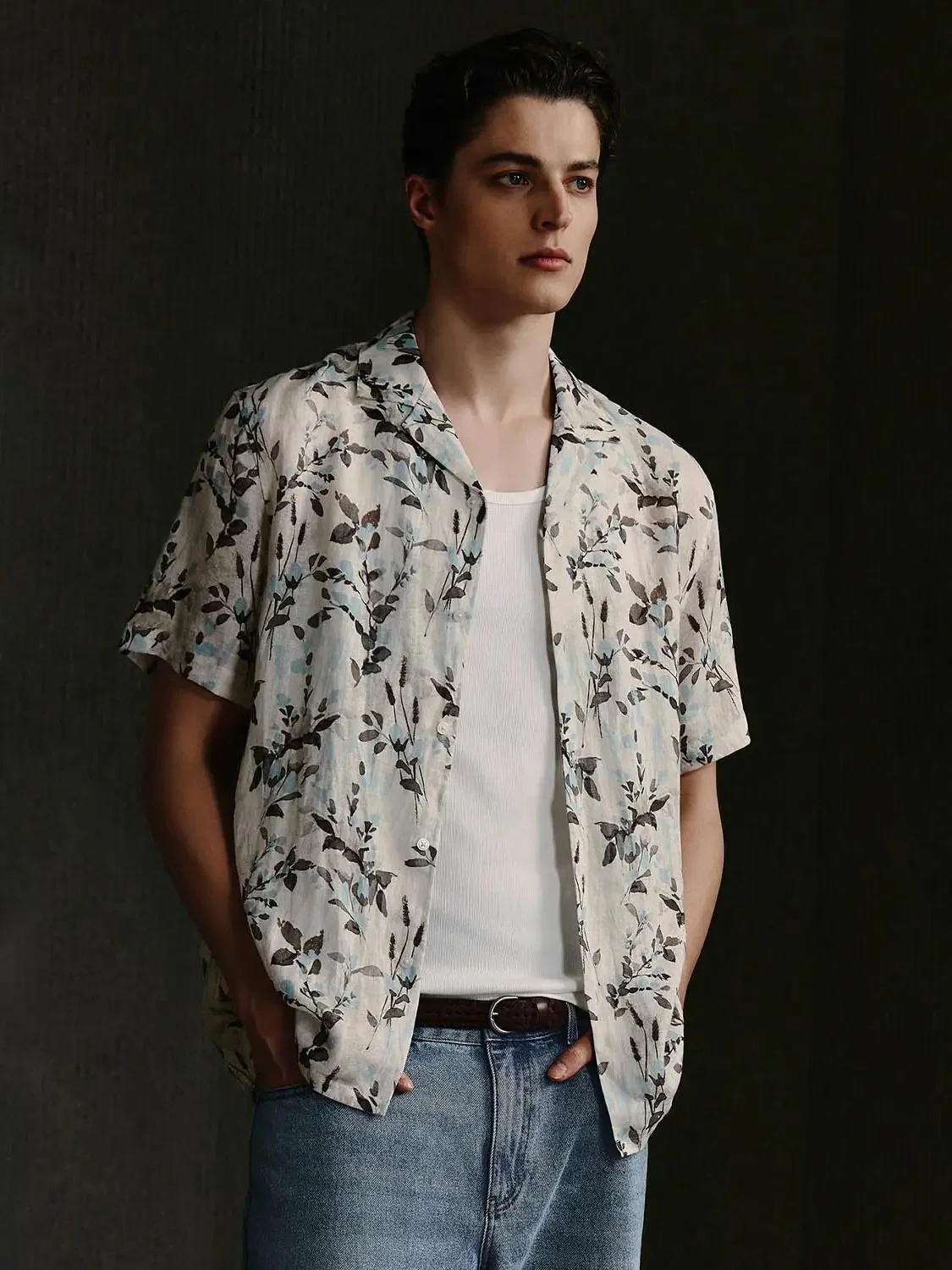 Linen Floral Lightweight Breathable Comfort Summer Style Short Sleeve Shirts