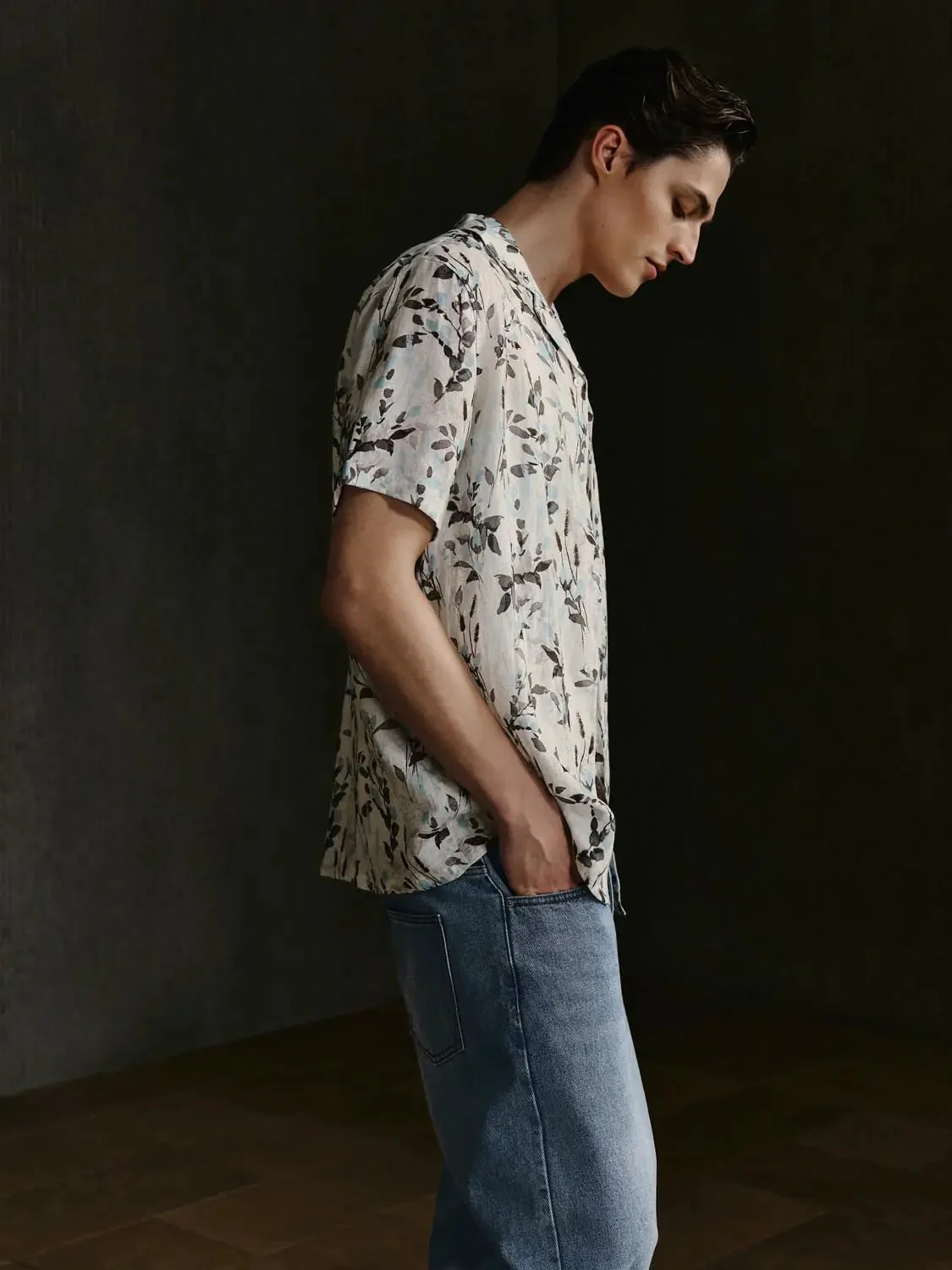 Linen Floral Lightweight Breathable Comfort Summer Style Short Sleeve Shirts