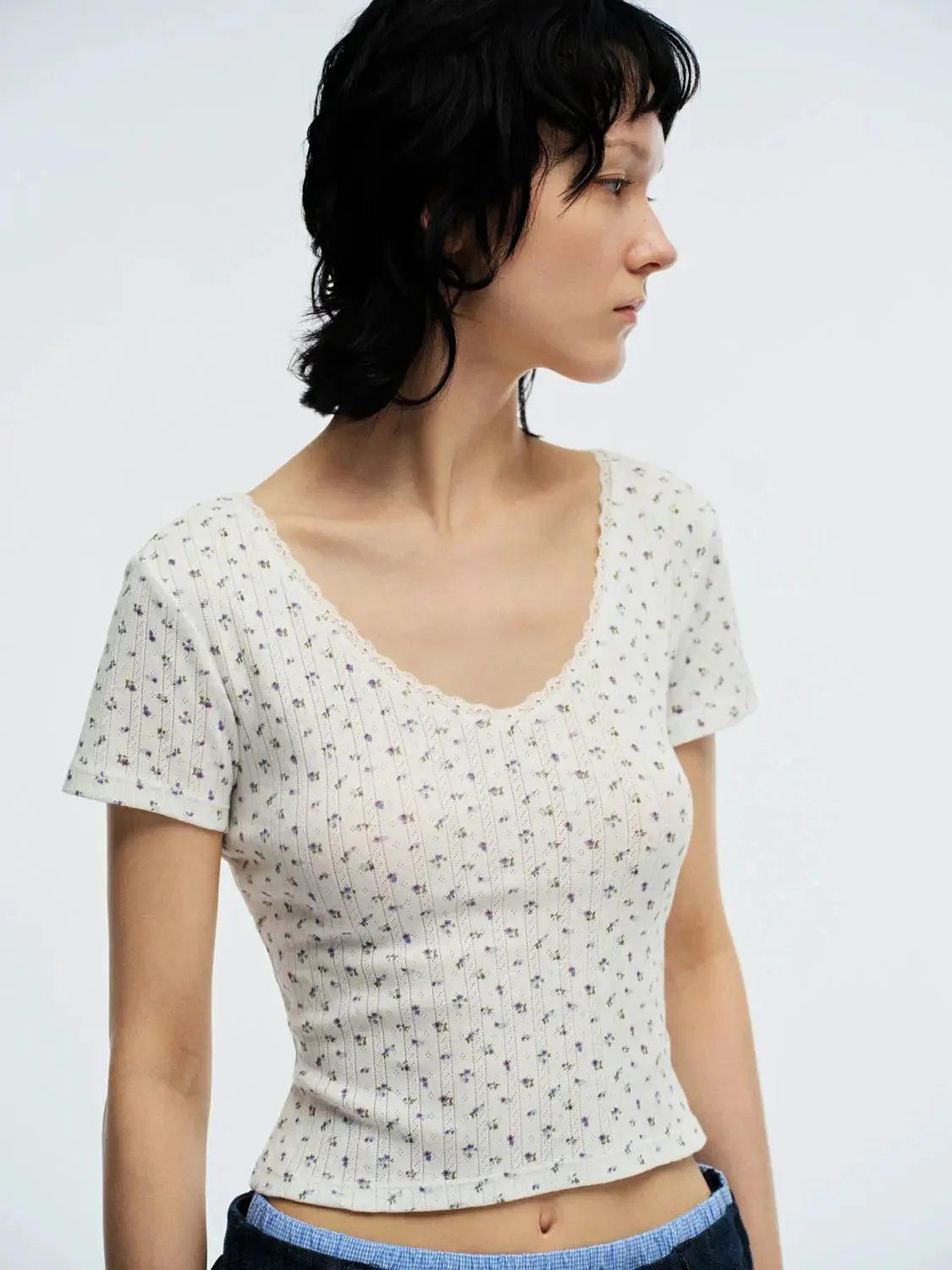 Floral Print Soft Breathable Cropped T-Shirts