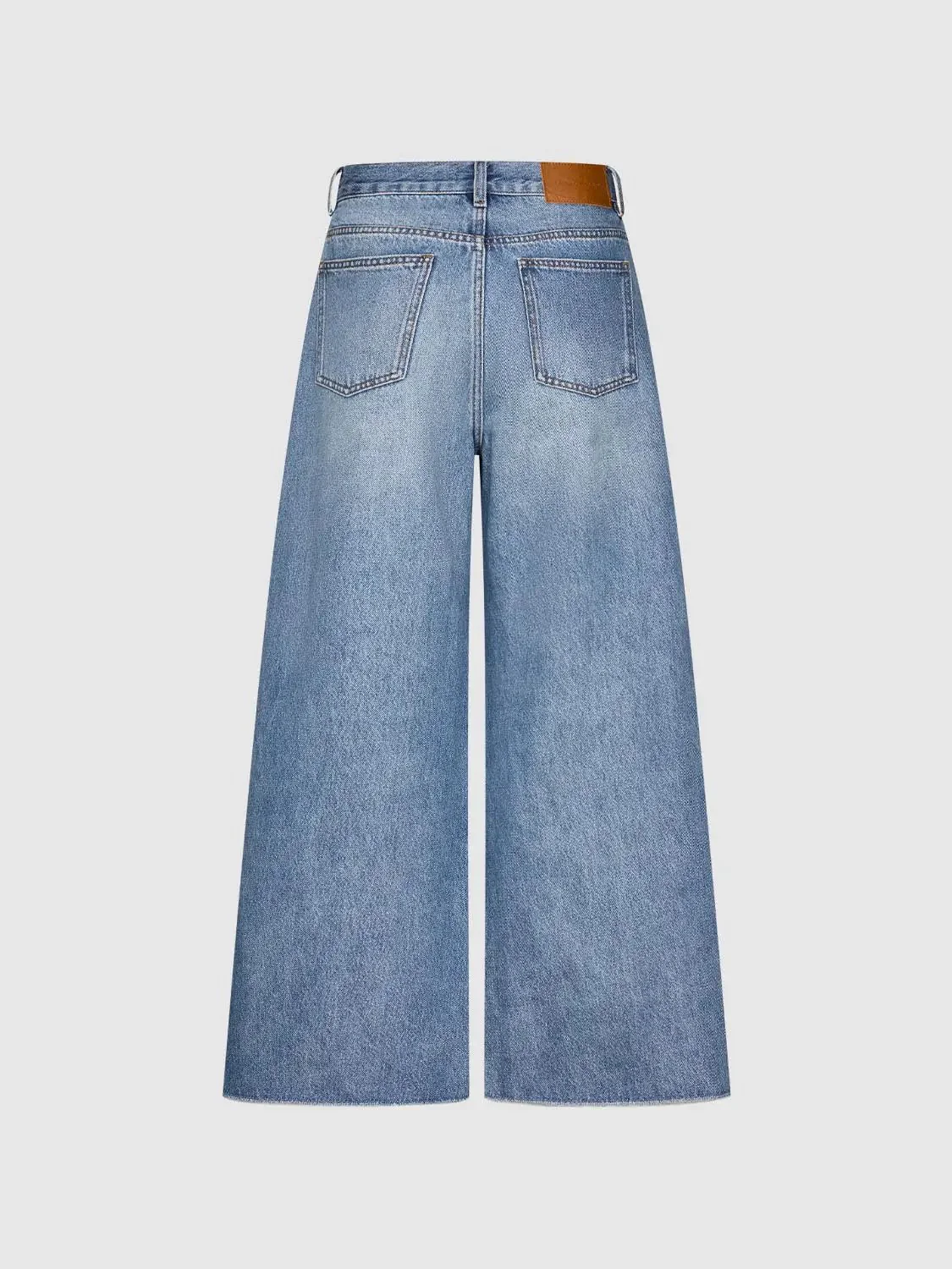 Denim Durable Comfort Fit Everyday Wear Wide Leg Jeans