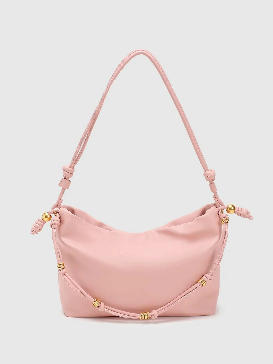 Faux Leather Adjustable Strap Gold Knots Shoulder Bags