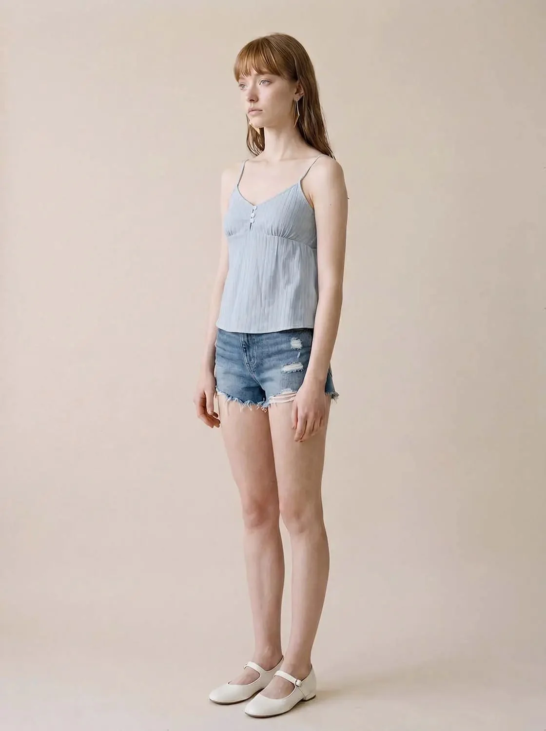 Lyocell Blend Breathable Soft Draped Cami With Spaghetti Straps Tank Tops