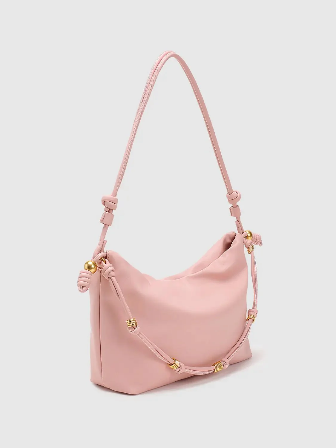 Faux Leather Adjustable Strap Gold Knots Shoulder Bags