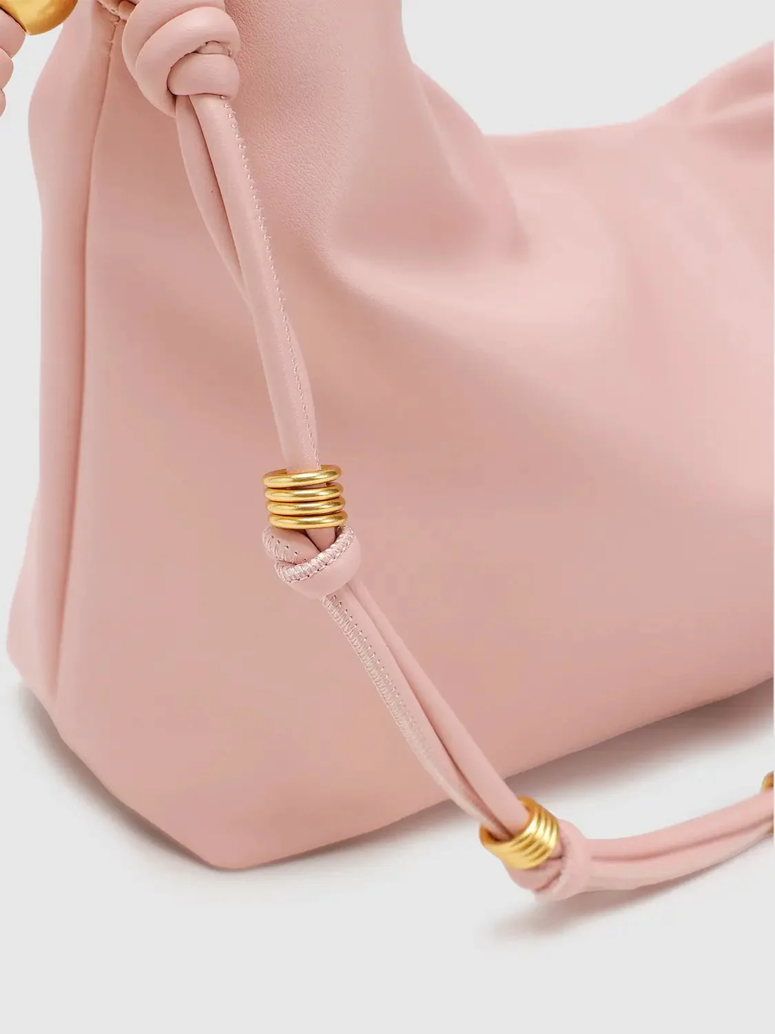 Faux Leather Adjustable Strap Gold Knots Shoulder Bags